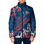 Personalized Sydney Roosters Rugby Padded Jacket Urban Street Graffiti Style - Distressed Splatter Elements