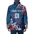 Personalized Sydney Roosters Rugby Padded Jacket Urban Street Graffiti Style - Distressed Splatter Elements