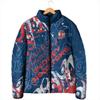 Personalized Sydney Roosters Rugby Padded Jacket Urban Street Graffiti Style - Distressed Splatter Elements