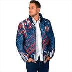 Personalized Sydney Roosters Rugby Padded Jacket Urban Street Graffiti Style - Distressed Splatter Elements