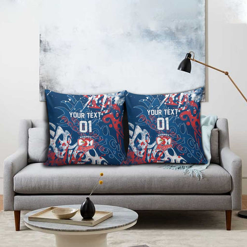 Personalized Sydney Roosters Rugby Pillow Cover Urban Street Graffiti Style - Distressed Splatter Elements
