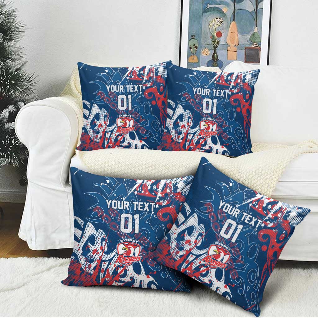 Personalized Sydney Roosters Rugby Pillow Cover Urban Street Graffiti Style - Distressed Splatter Elements