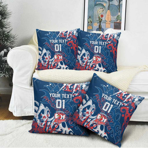 Personalized Sydney Roosters Rugby Pillow Cover Urban Street Graffiti Style - Distressed Splatter Elements