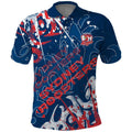 Personalized Sydney Roosters Rugby Polo Shirt Urban Street Graffiti Style - Distressed Splatter Elements