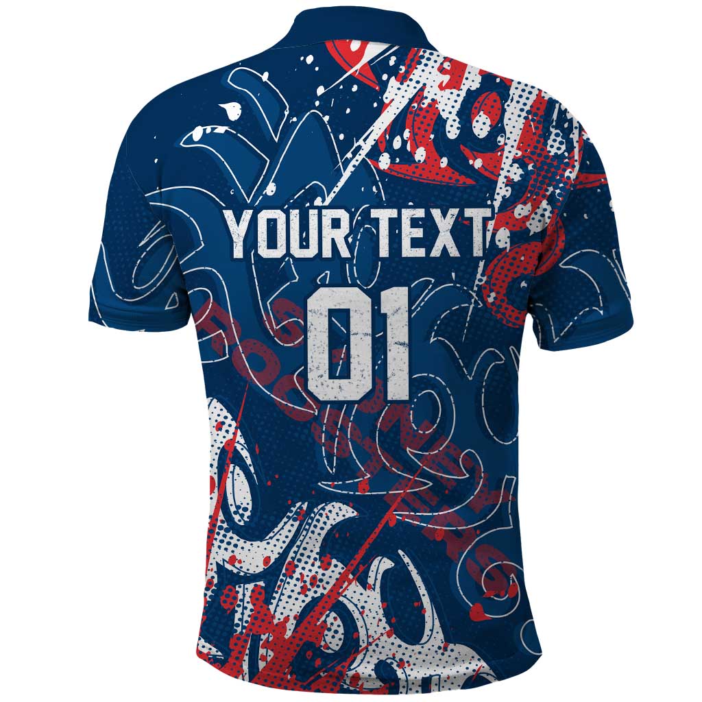 Personalized Sydney Roosters Rugby Polo Shirt Urban Street Graffiti Style - Distressed Splatter Elements