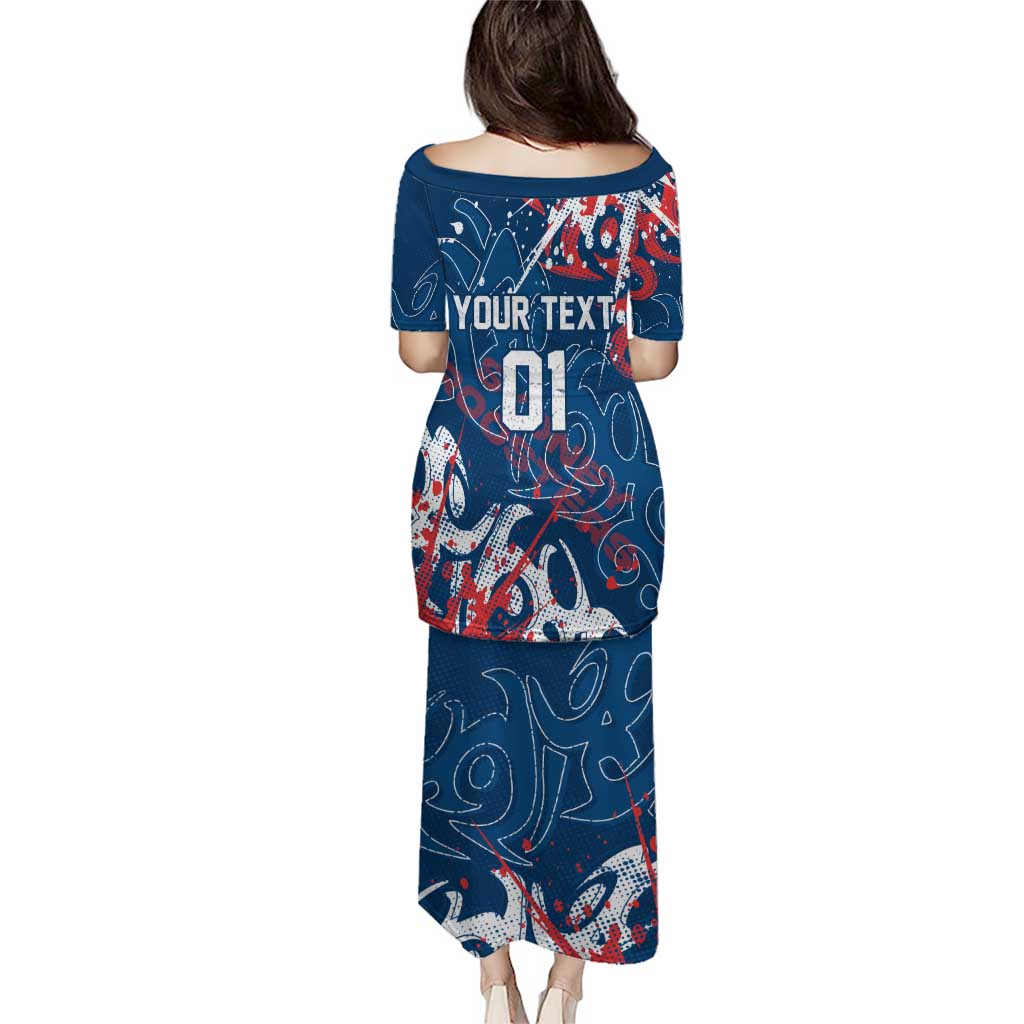 Personalized Sydney Roosters Rugby Puletasi Urban Street Graffiti Style - Distressed Splatter Elements