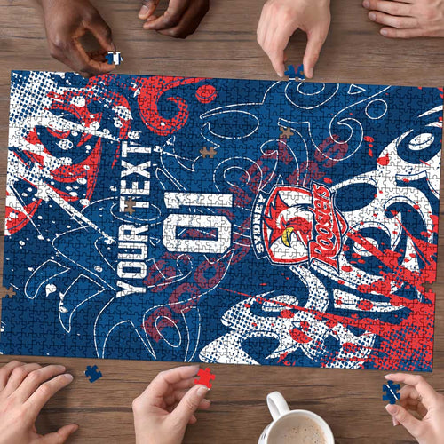 Personalized Sydney Roosters Rugby Puzzle Urban Street Graffiti Style - Distressed Splatter Elements