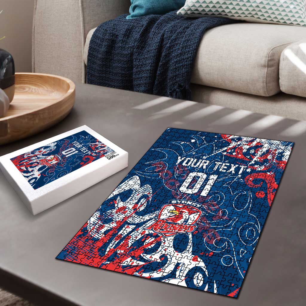 Personalized Sydney Roosters Rugby Puzzle Urban Street Graffiti Style - Distressed Splatter Elements