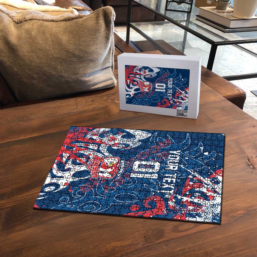 Personalized Sydney Roosters Rugby Puzzle Urban Street Graffiti Style - Distressed Splatter Elements