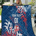 Personalized Sydney Roosters Rugby Quilt Urban Street Graffiti Style - Distressed Splatter Elements