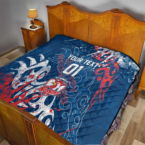 Personalized Sydney Roosters Rugby Quilt Urban Street Graffiti Style - Distressed Splatter Elements