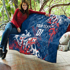 Personalized Sydney Roosters Rugby Quilt Urban Street Graffiti Style - Distressed Splatter Elements