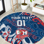 Personalized Sydney Roosters Rugby Round Carpet Urban Street Graffiti Style - Distressed Splatter Elements