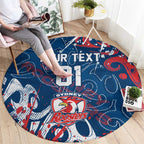 Personalized Sydney Roosters Rugby Round Carpet Urban Street Graffiti Style - Distressed Splatter Elements
