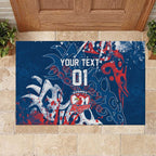 Personalized Sydney Roosters Rugby Rubber Doormat Urban Street Graffiti Style - Distressed Splatter Elements