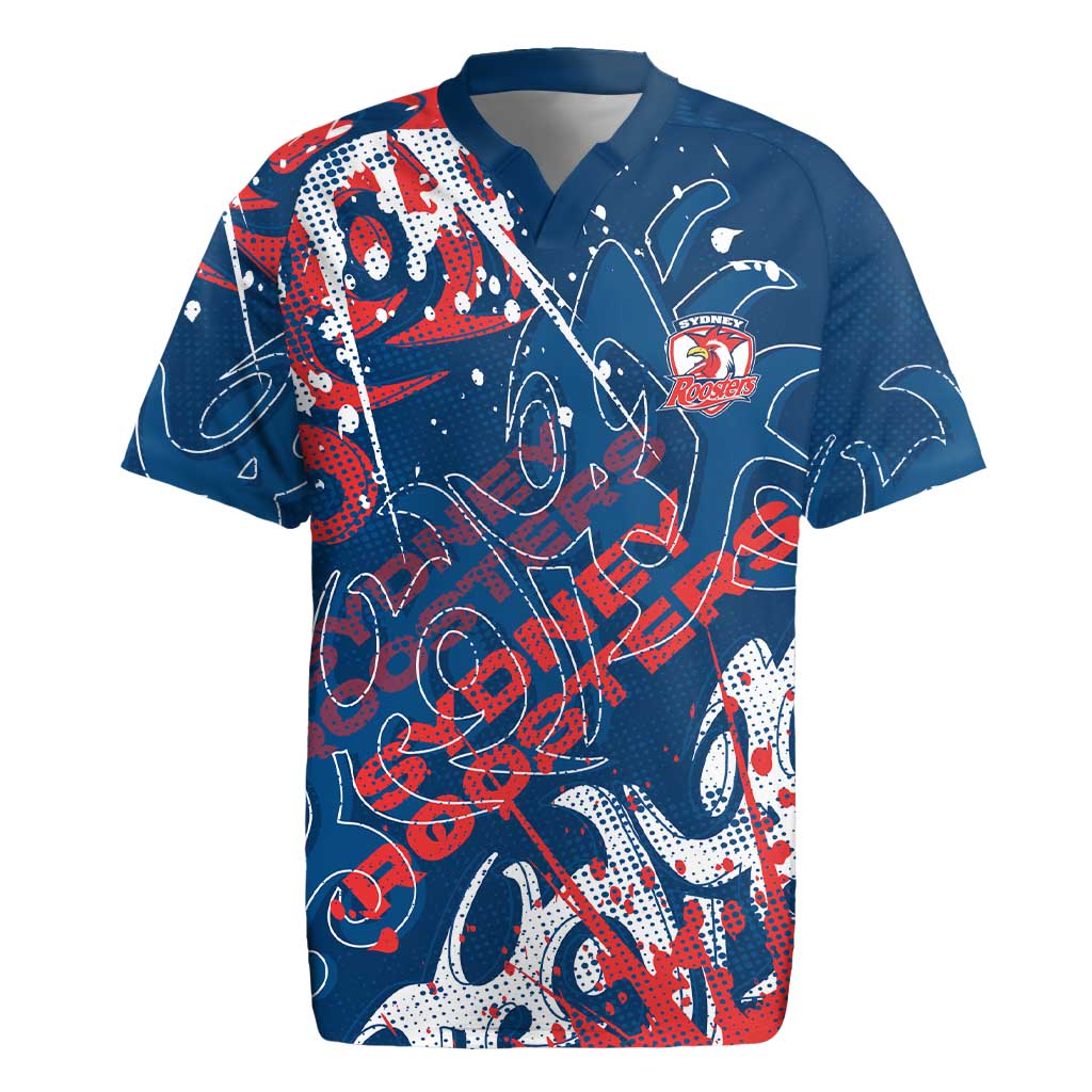 Personalized Sydney Roosters Rugby Rugby Jersey Urban Street Graffiti Style - Distressed Splatter Elements