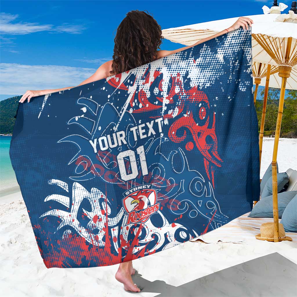 Personalized Sydney Roosters Rugby Sarong Urban Street Graffiti Style - Distressed Splatter Elements