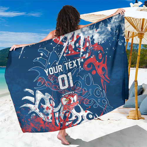 Personalized Sydney Roosters Rugby Sarong Urban Street Graffiti Style - Distressed Splatter Elements