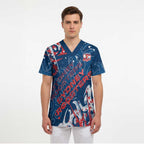Personalized Sydney Roosters Rugby Scrub Top Urban Street Graffiti Style - Distressed Splatter Elements