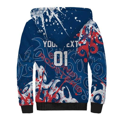 Personalized Sydney Roosters Rugby Sherpa Hoodie Urban Street Graffiti Style - Distressed Splatter Elements