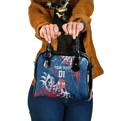 Personalized Sydney Roosters Rugby Shoulder Handbag Urban Street Graffiti Style - Distressed Splatter Elements