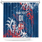 Personalized Sydney Roosters Rugby Shower Curtain Urban Street Graffiti Style - Distressed Splatter Elements