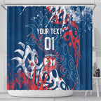 Personalized Sydney Roosters Rugby Shower Curtain Urban Street Graffiti Style - Distressed Splatter Elements
