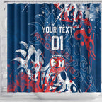 Personalized Sydney Roosters Rugby Shower Curtain Urban Street Graffiti Style - Distressed Splatter Elements