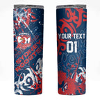 Personalized Sydney Roosters Rugby Skinny Tumbler Urban Street Graffiti Style - Distressed Splatter Elements