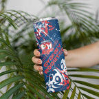 Personalized Sydney Roosters Rugby Skinny Tumbler Urban Street Graffiti Style - Distressed Splatter Elements