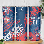 Personalized Sydney Roosters Rugby Skinny Tumbler Urban Street Graffiti Style - Distressed Splatter Elements