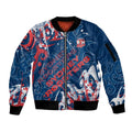 Personalized Sydney Roosters Rugby Sleeve Zip Bomber Jacket Urban Street Graffiti Style - Distressed Splatter Elements