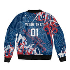 Personalized Sydney Roosters Rugby Sleeve Zip Bomber Jacket Urban Street Graffiti Style - Distressed Splatter Elements