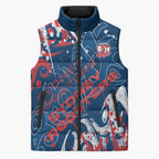 Personalized Sydney Roosters Rugby Sleeveless Puffer Jacket Urban Street Graffiti Style - Distressed Splatter Elements