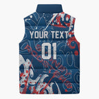 Personalized Sydney Roosters Rugby Sleeveless Puffer Jacket Urban Street Graffiti Style - Distressed Splatter Elements