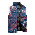 Personalized Sydney Roosters Rugby Sleeveless Puffer Jacket Urban Street Graffiti Style - Distressed Splatter Elements