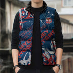 Personalized Sydney Roosters Rugby Sleeveless Puffer Jacket Urban Street Graffiti Style - Distressed Splatter Elements