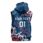 Personalized Sydney Roosters Rugby Sleeveless Zip Hoodie Urban Street Graffiti Style - Distressed Splatter Elements
