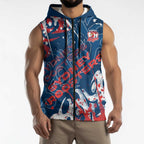Personalized Sydney Roosters Rugby Sleeveless Zip Hoodie Urban Street Graffiti Style - Distressed Splatter Elements