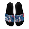Personalized Sydney Roosters Rugby Slide Sandals Urban Street Graffiti Style - Distressed Splatter Elements