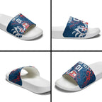 Personalized Sydney Roosters Rugby Slide Sandals Urban Street Graffiti Style - Distressed Splatter Elements