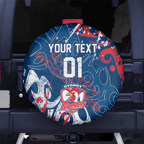 Personalized Sydney Roosters Rugby Spare Tire Cover Urban Street Graffiti Style - Distressed Splatter Elements