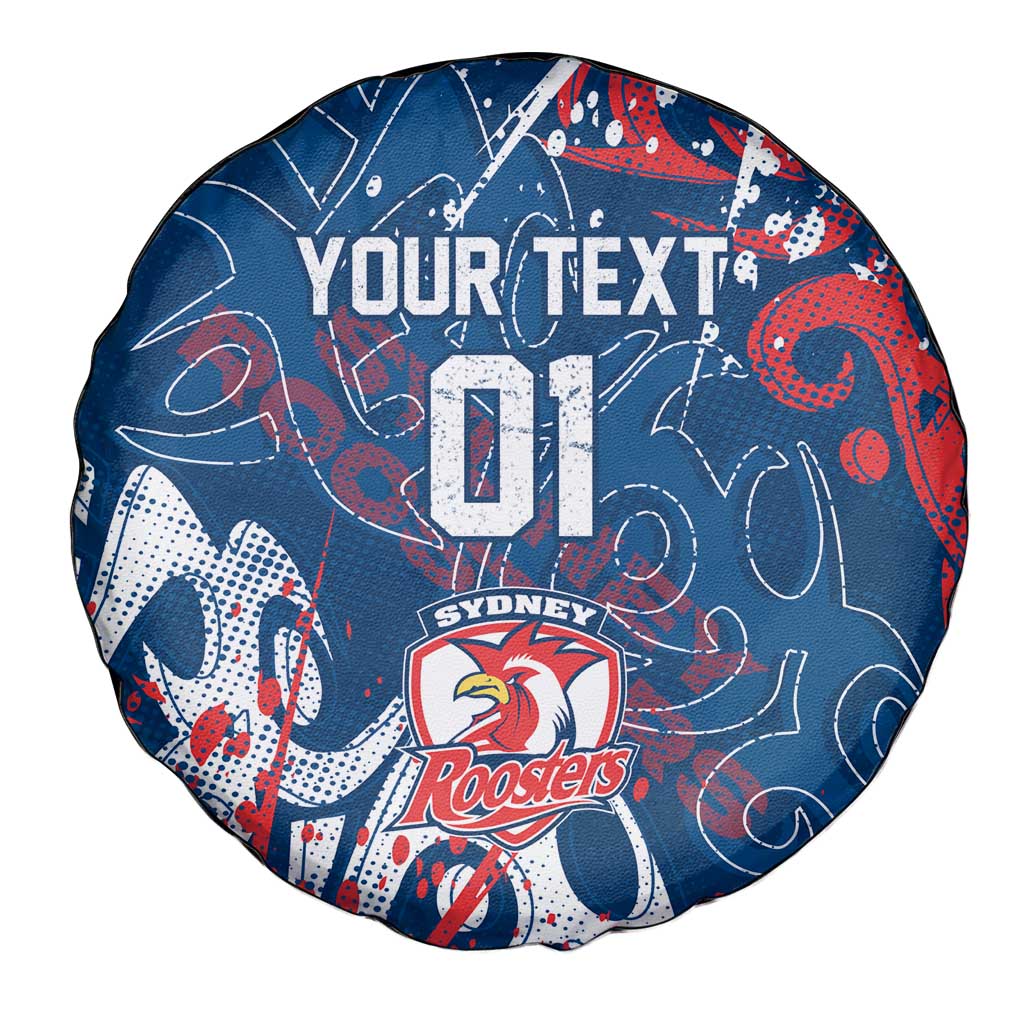 Personalized Sydney Roosters Rugby Spare Tire Cover Urban Street Graffiti Style - Distressed Splatter Elements