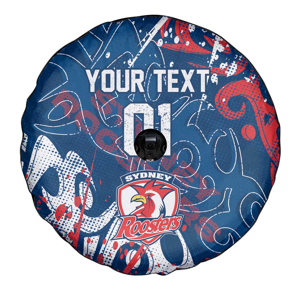 Personalized Sydney Roosters Rugby Spare Tire Cover Urban Street Graffiti Style - Distressed Splatter Elements