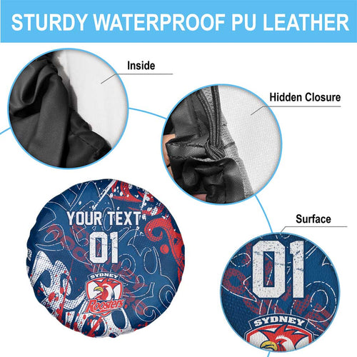 Personalized Sydney Roosters Rugby Spare Tire Cover Urban Street Graffiti Style - Distressed Splatter Elements