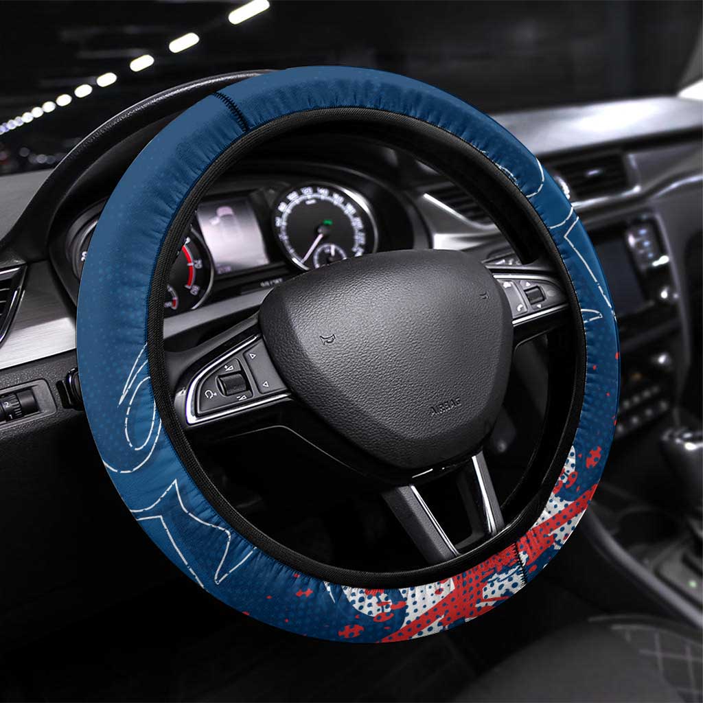 Sydney Roosters Rugby Steering Wheel Cover Urban Street Graffiti Style - Distressed Splatter Elements
