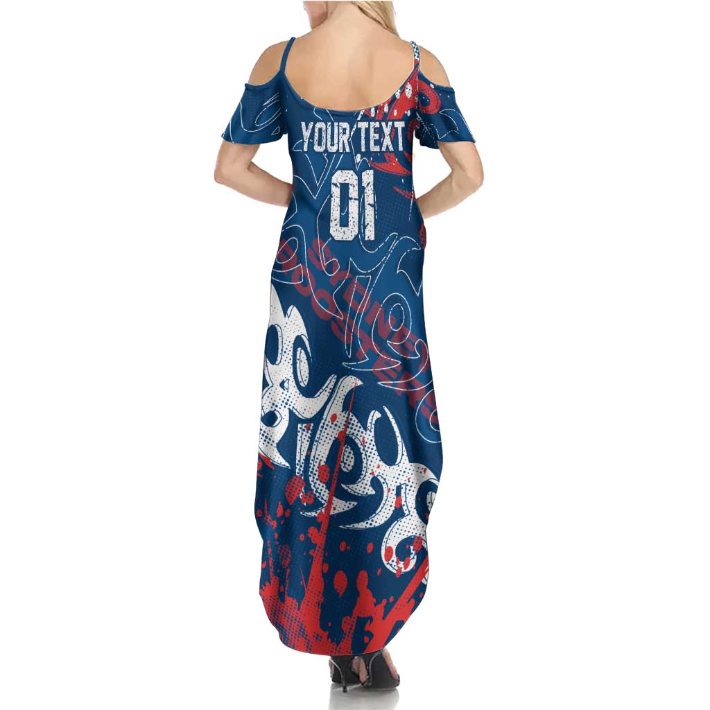 Personalized Sydney Roosters Rugby Summer Maxi Dress Urban Street Graffiti Style - Distressed Splatter Elements