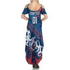 Personalized Sydney Roosters Rugby Summer Maxi Dress Urban Street Graffiti Style - Distressed Splatter Elements