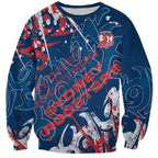Personalized Sydney Roosters Rugby Sweatshirt Urban Street Graffiti Style - Distressed Splatter Elements