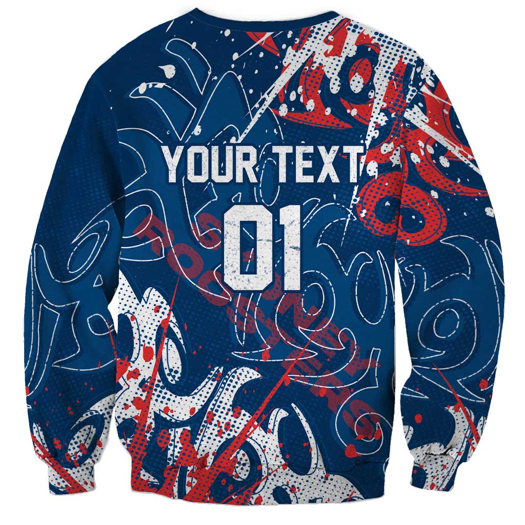 Personalized Sydney Roosters Rugby Sweatshirt Urban Street Graffiti Style - Distressed Splatter Elements